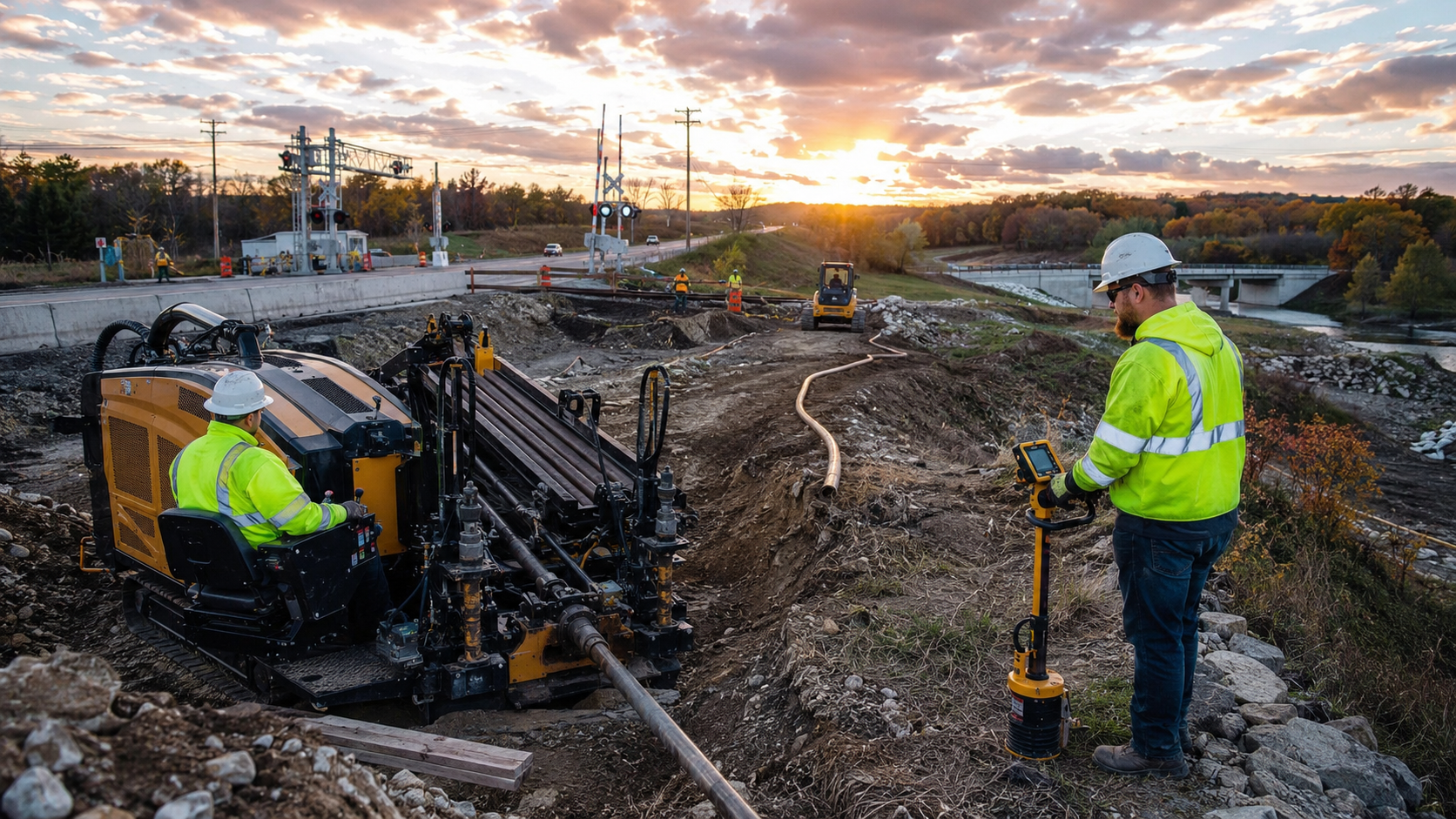 Vermeer D20x22 S3 Navigator HDD bore rig — Apex Communication crew on active bore